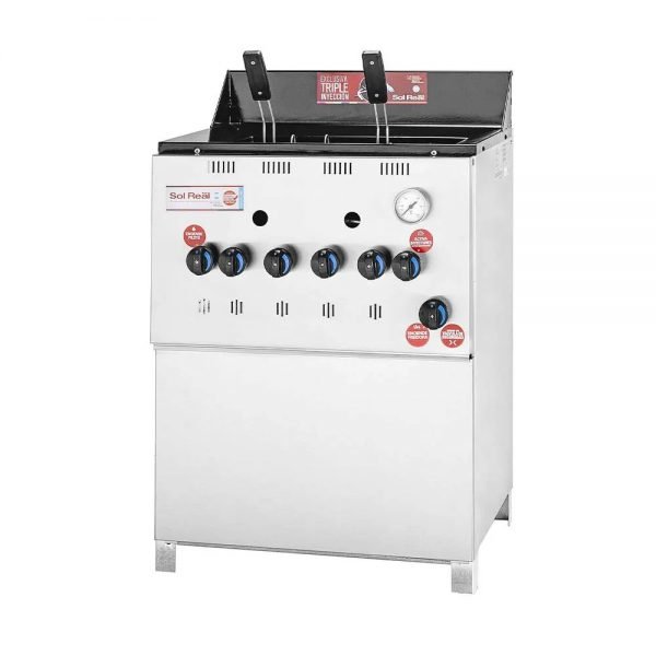 Freidor 33 Lts 2 Canastos Acero Inox. Sol Real